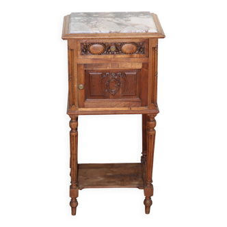 Wooden and marble bedside table
