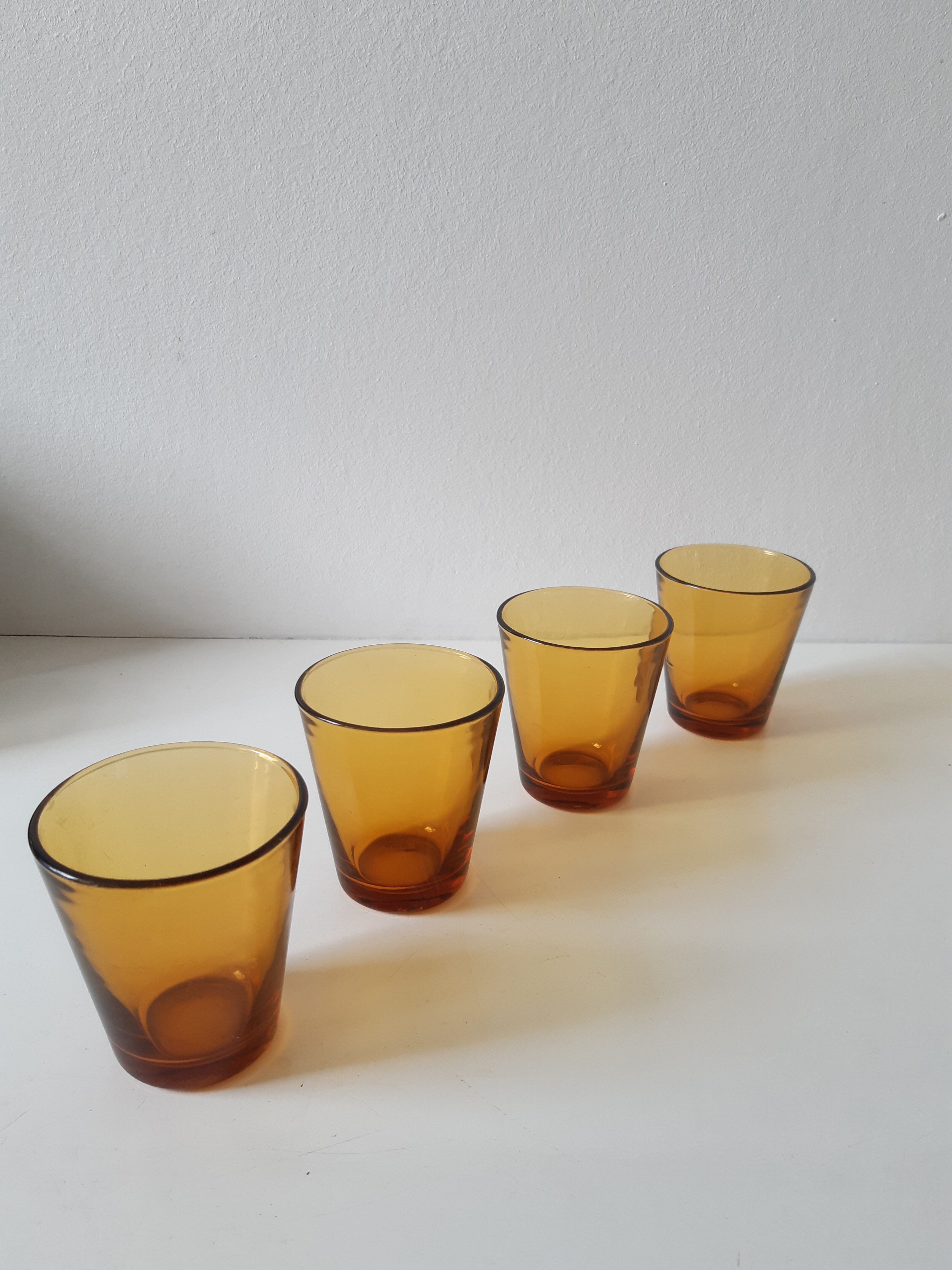 Set of 5 amber water glasses