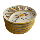 Handmade yellow flowered compartmentalized plates