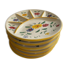 Handmade yellow flowered compartmentalized plates