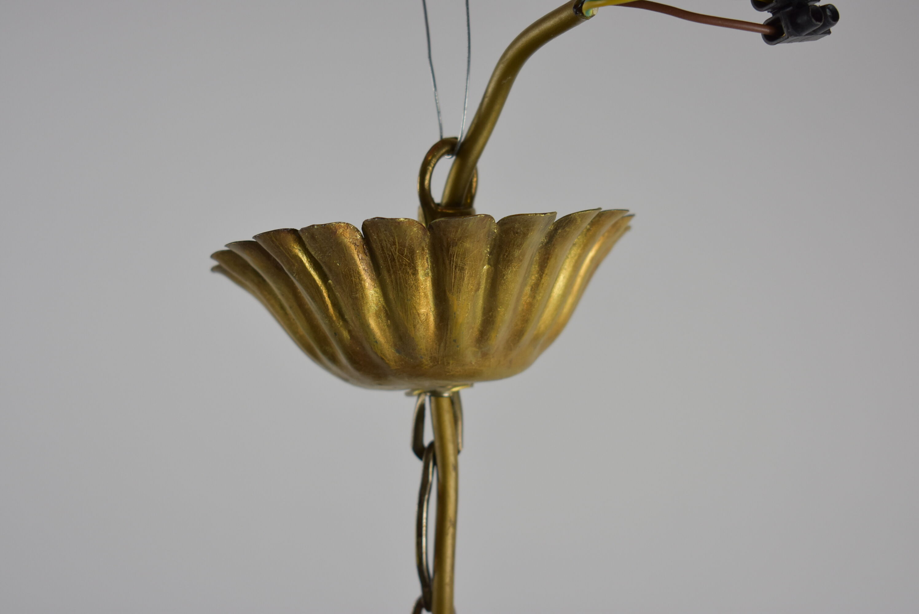 3-branched vintage golden wheat chandelier