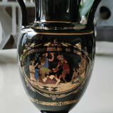Vase Ancient Greek Amphora stamped. Motifs scenes of life from Greek mythology. Gold inlays