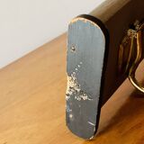 Old wall coat rack - 4 brass hooks