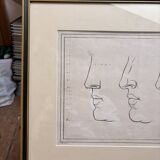 Old Print Engraving 19th Century Anatomy Nose Mouth Plate Head Morphology
