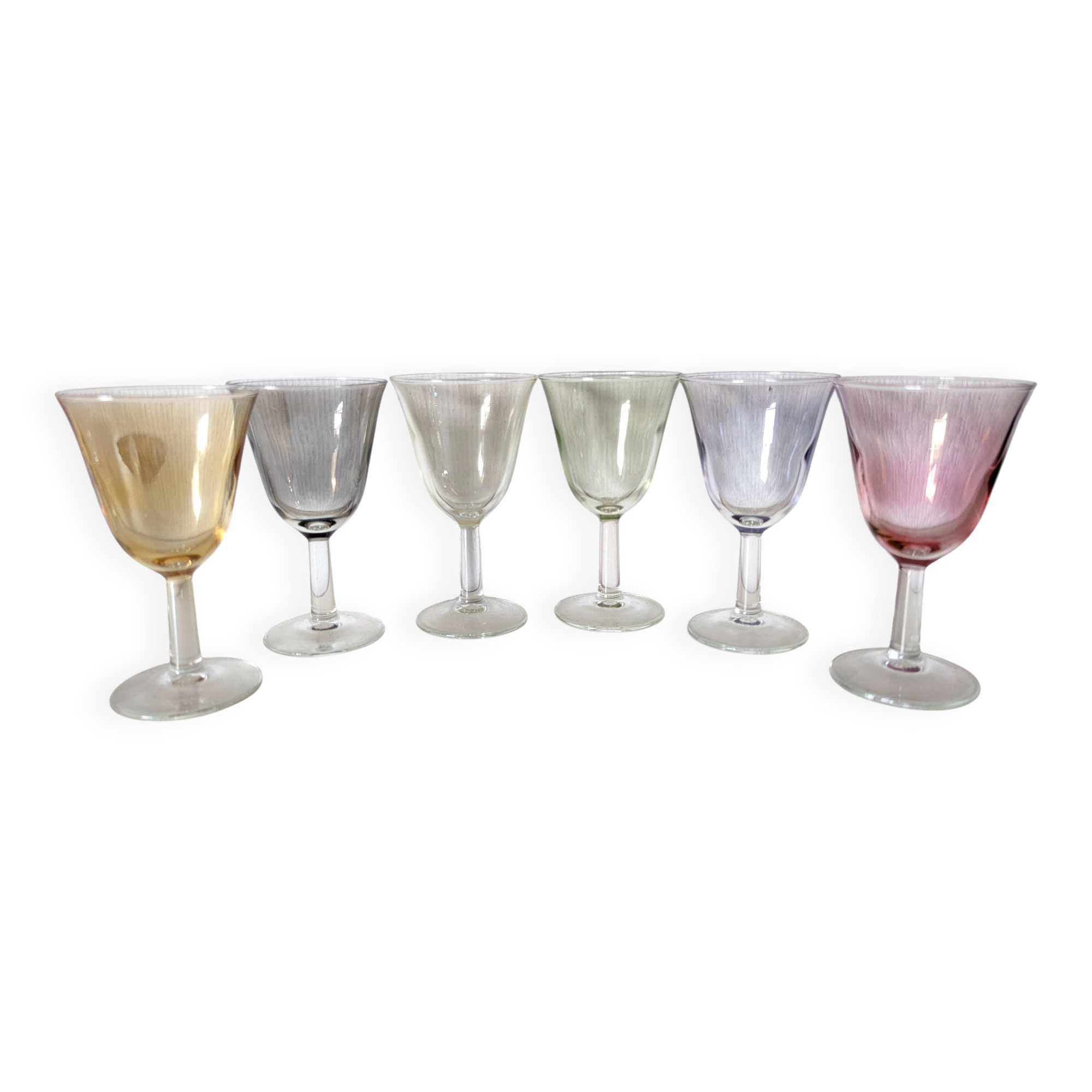 set of 6 glasses for cooked wine, multicolored pearly Arlequin digestif