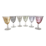 set of 6 glasses for cooked wine, multicolored pearly Arlequin digestif