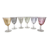 set of 6 glasses for cooked wine, multicolored pearly Arlequin digestif