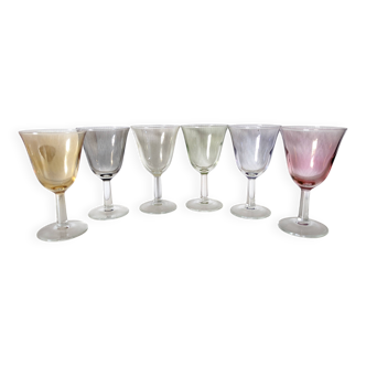 set of 6 glasses for cooked wine, multicolored pearly Arlequin digestif