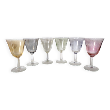 set of 6 glasses for cooked wine, multicolored pearly Arlequin digestif