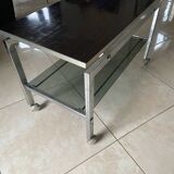 70s coffee table in chromed metal