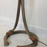 Hammered wrought iron and leather floor lamp by Jean Pierre Rickaert, 1950s