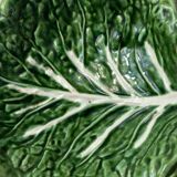 Cabbage leaf serving dish in majolica