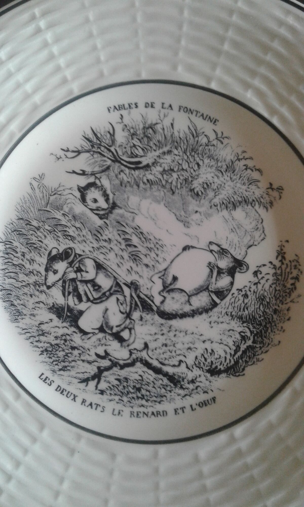 Six plates for dessert Fables de la Fontaine Digoin Sarreguemines