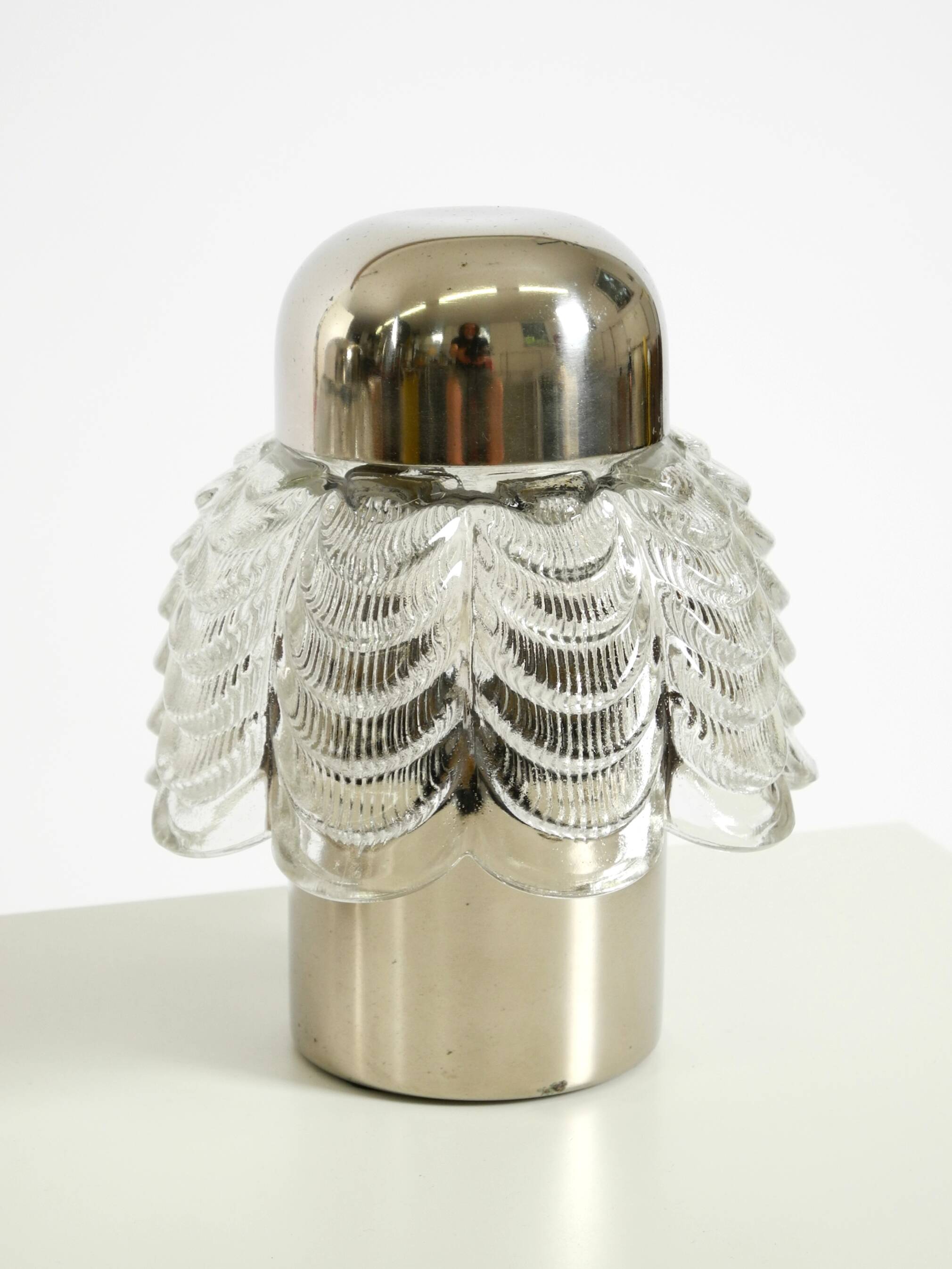 Two large, rare 1960s metal and glass table lamps by VEB Narva Leuchtenbau
