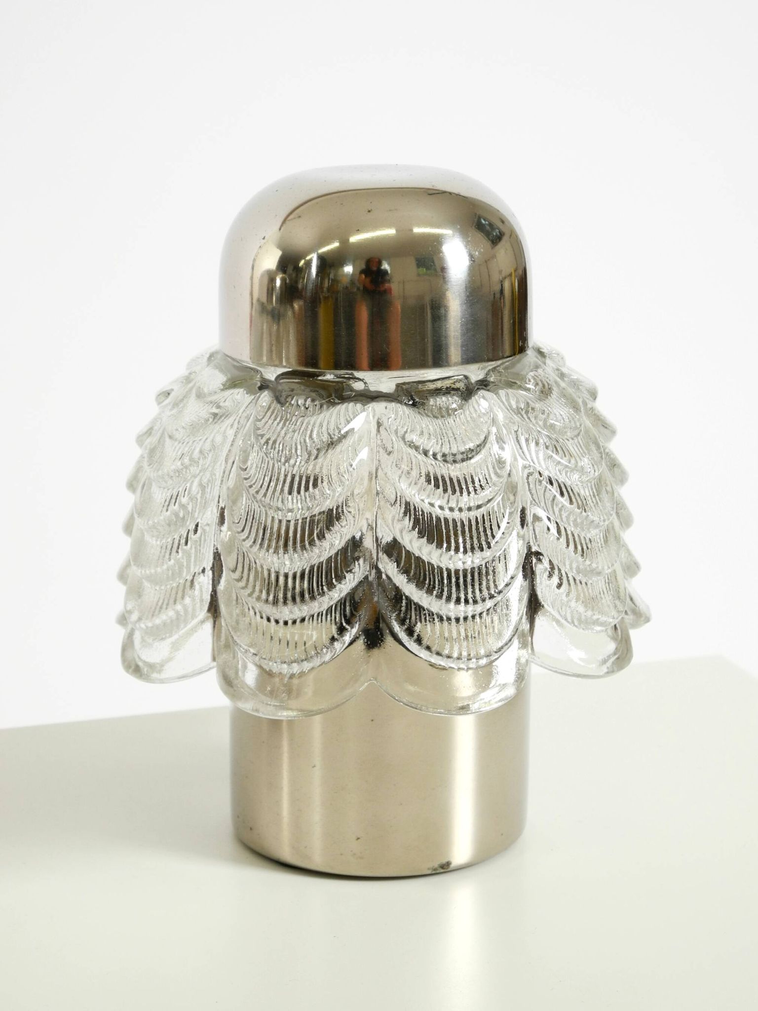 Two large, rare 1960s metal and glass table lamps by VEB Narva Leuchtenbau