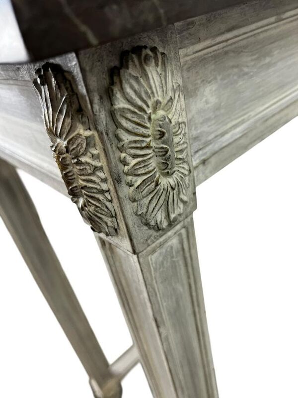 Console vintage en bois et marbre