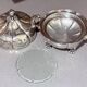 Antique Decorative Caviar Dish Caviar Serving, Silver Quadruple Plate Lid, Spoon