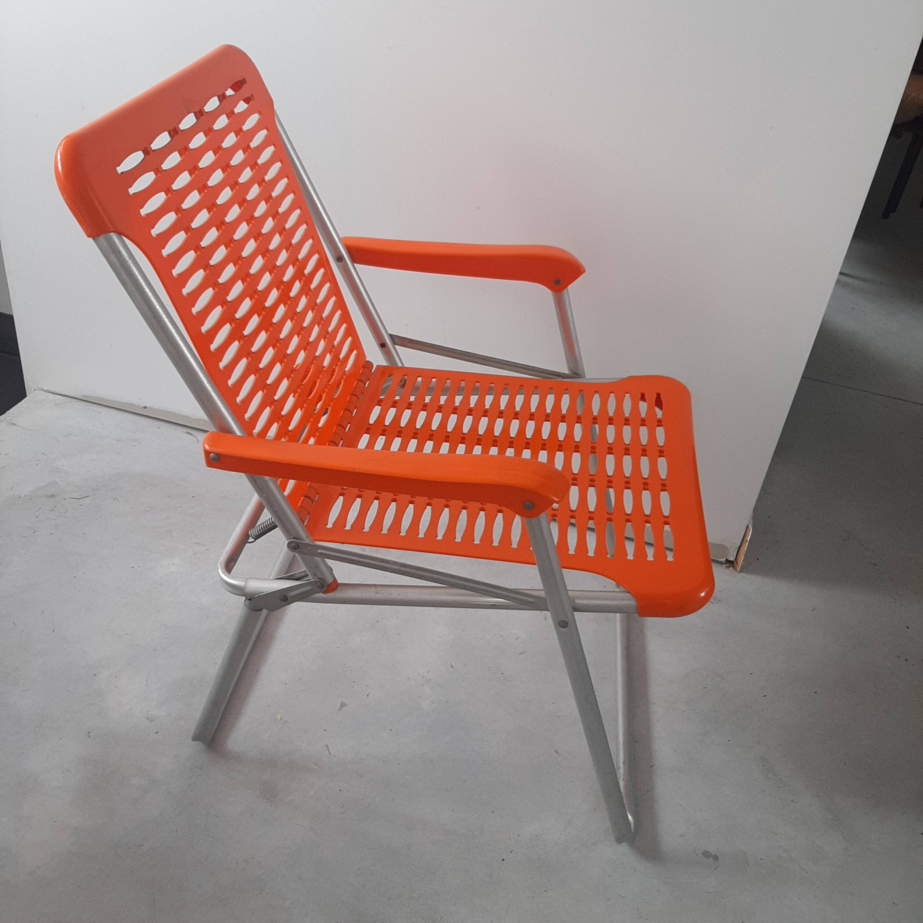 Vintage orange foldable garden armchair Kurz Design (3 armchairs available)