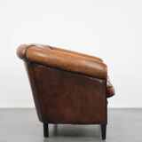 Comfortable vintage sheepskin 2.5-seater club sofa