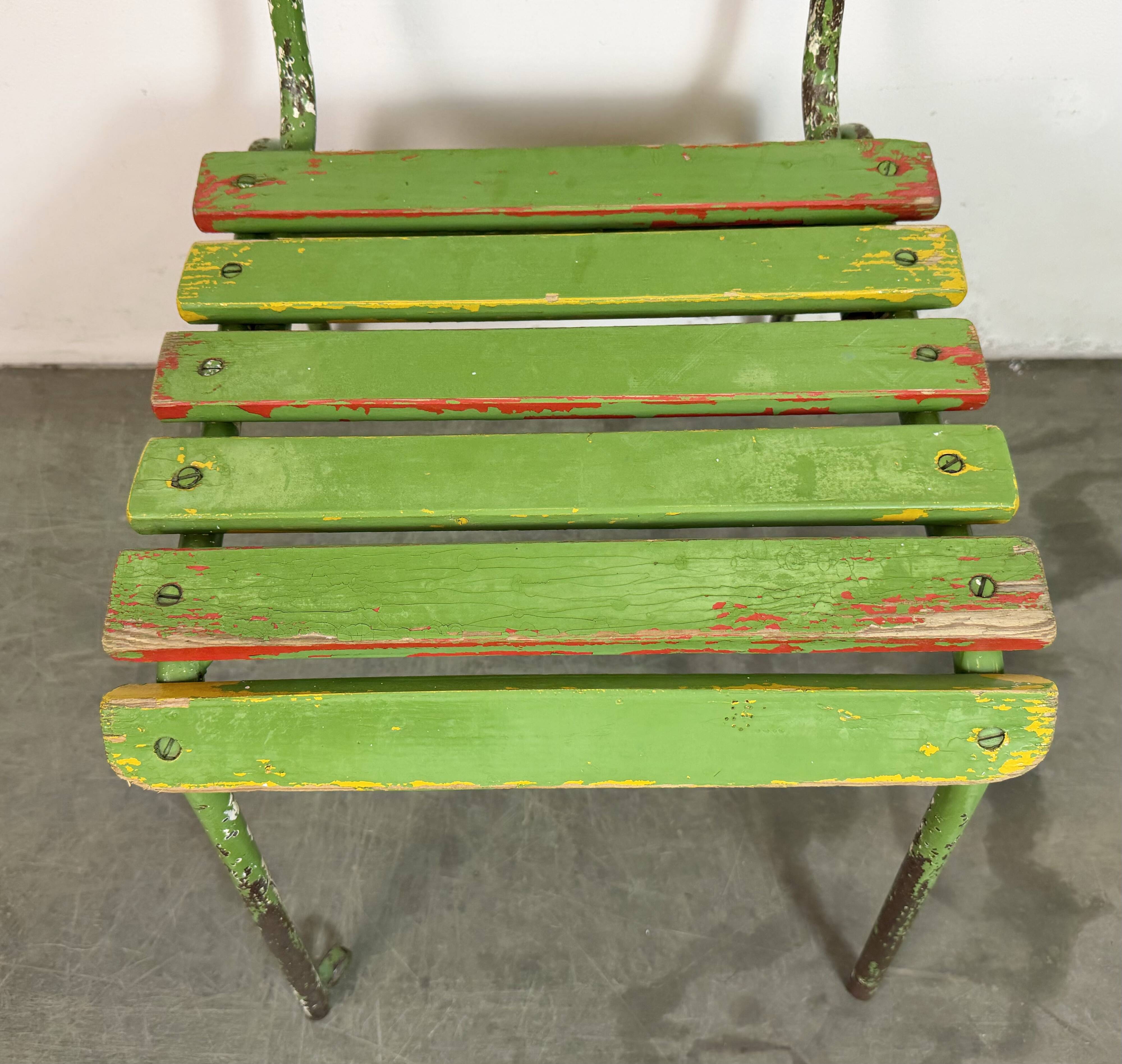 Chaise industrielle verte vintage, années 1960