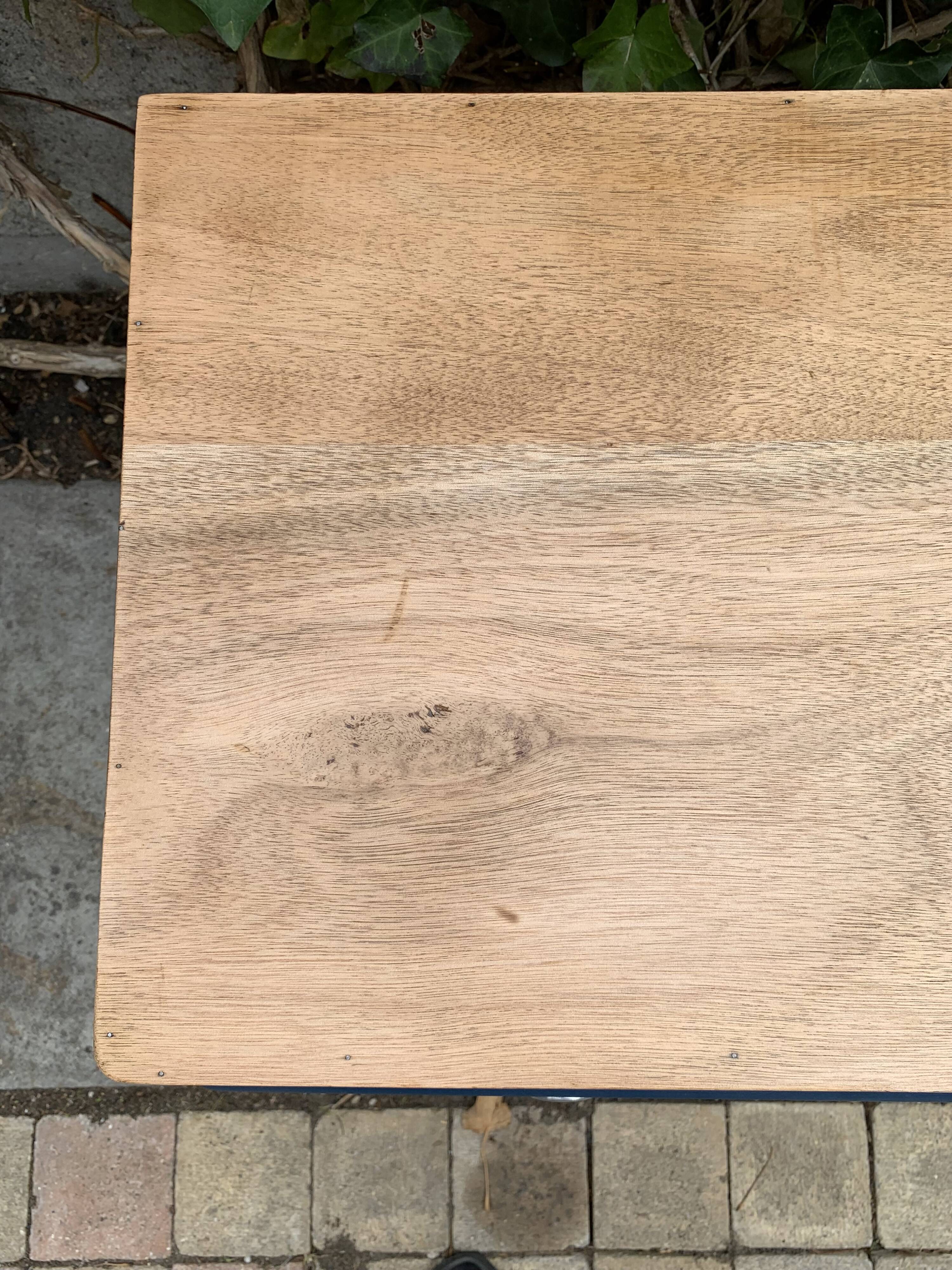 Art Deco chest of drawers in raw wood and blue, 1940