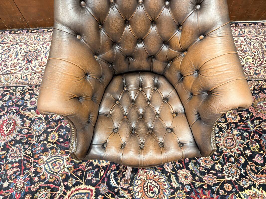 Chaise de bureau Chesterfield anglaise classique marron