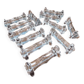 Lot de 12 repose-couteaux et fourchettes anciens en verre épais transparent