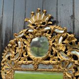 Louis XV style mirror with parecloses in gilded wood, early 19th century, Empire A
