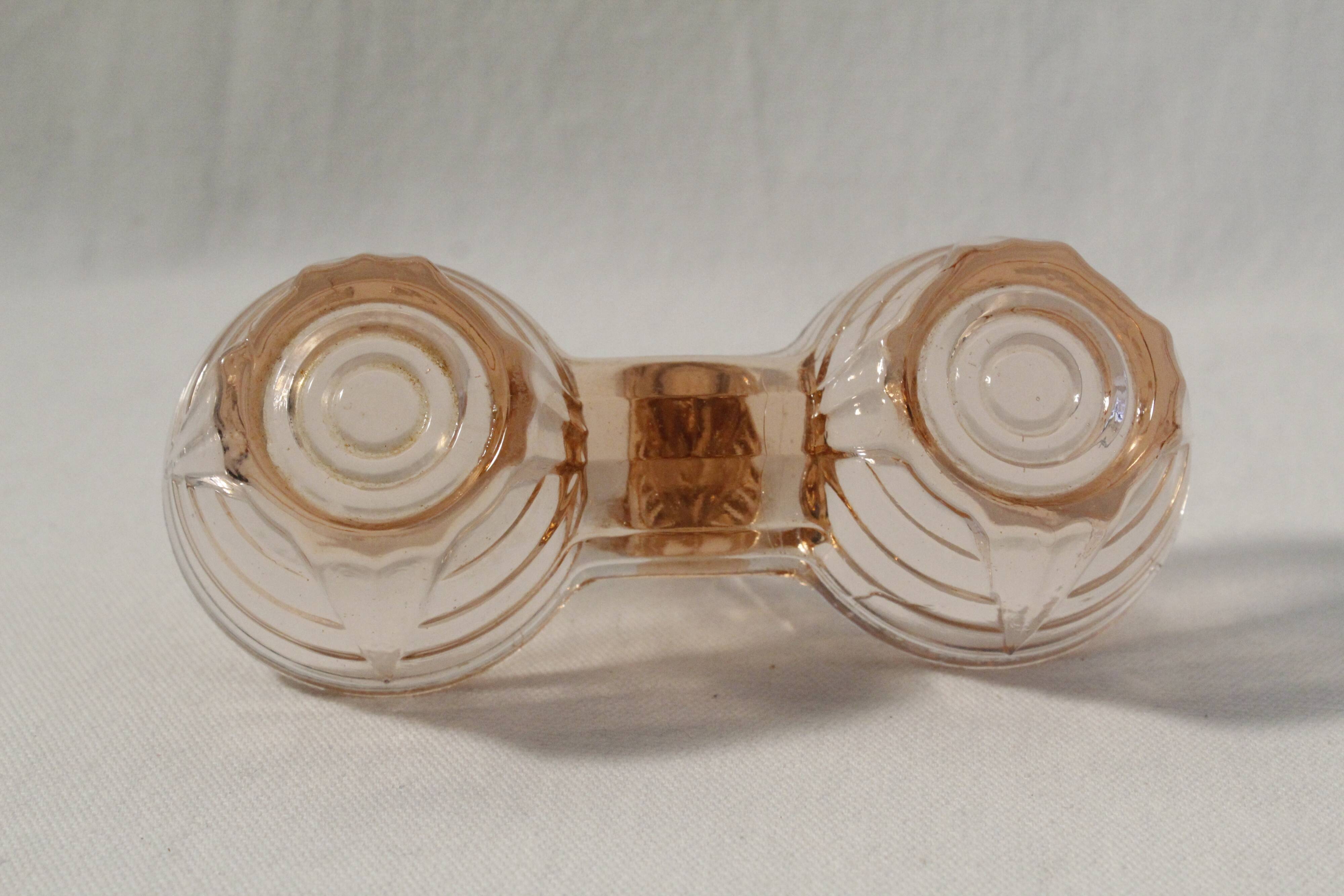 Salière vintage art déco verre rose