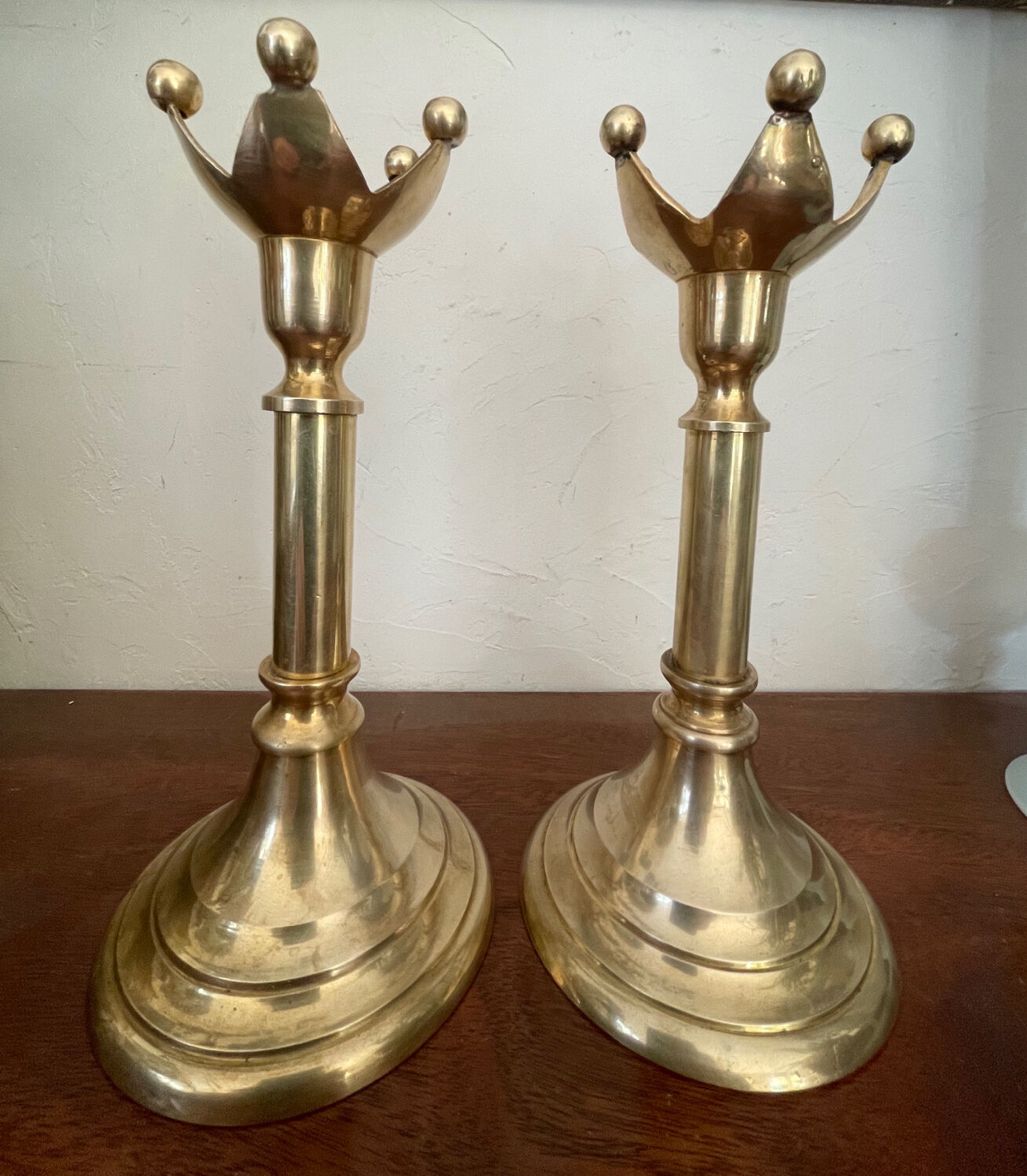 Pair of Scandinavian brass candle holders