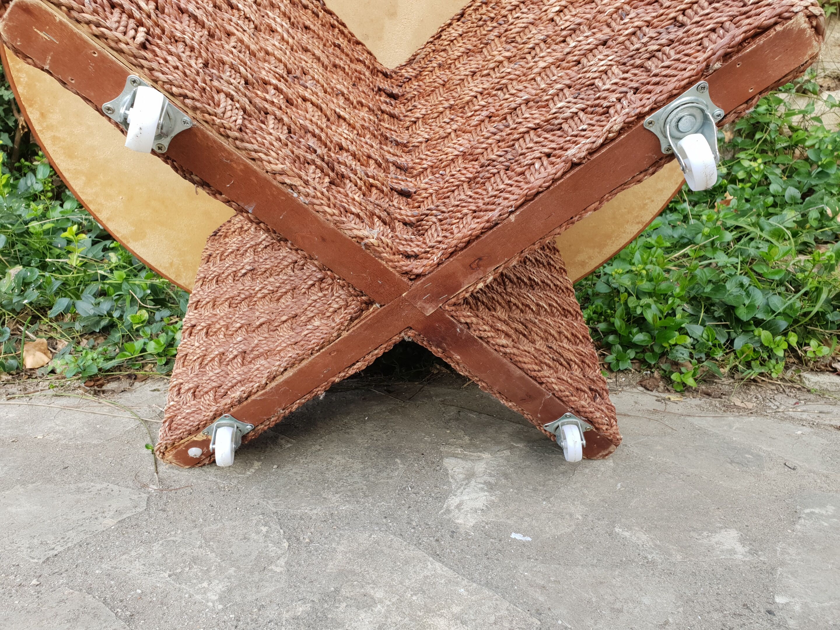 Vintage rope coffee table and stools