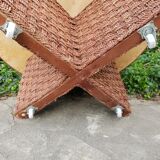 Table basse et tabourets en corde vintage