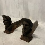 Pair of Heavy Antique Chenets (Fireplace Andirons) – Cast Metal, 10–15