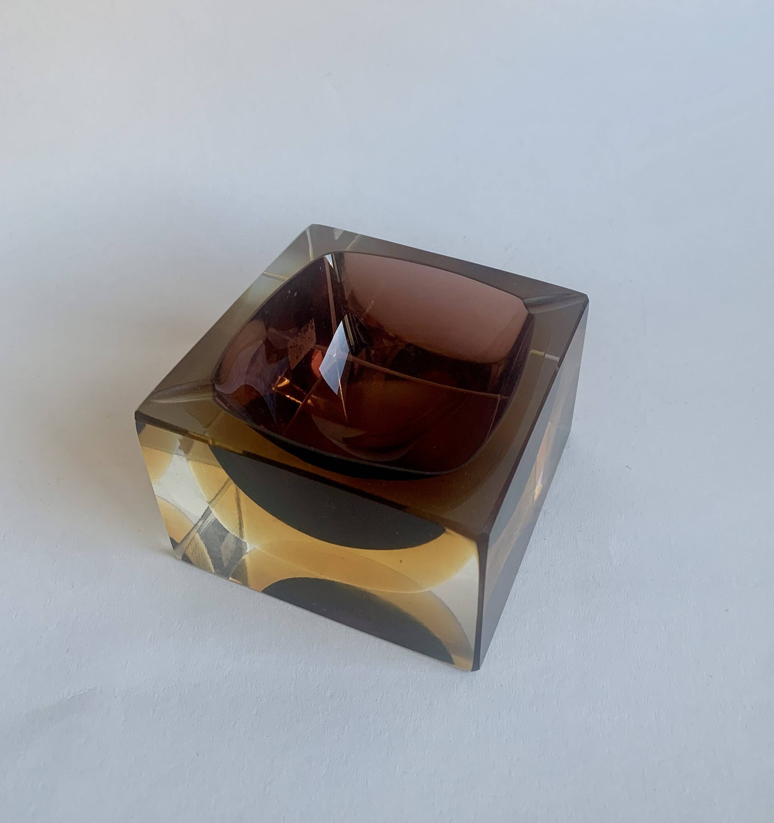 Sommerso Murano Glass Ashtray by Flavio Poli