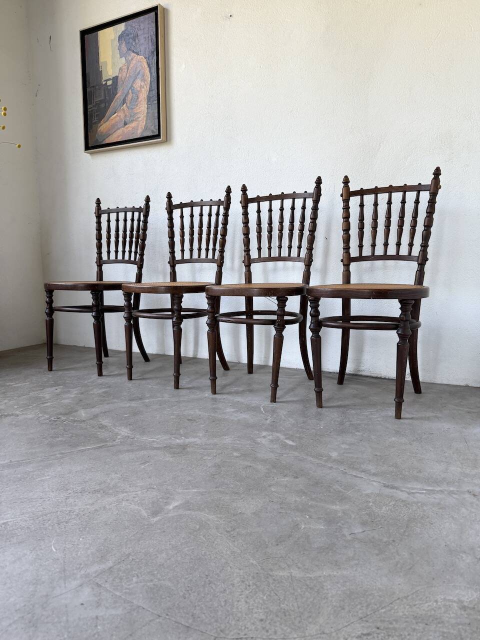 Set of 4 Fischel cane bistro chairs n019