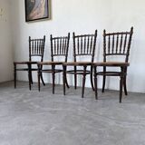 Série 4 chaises bistrot cannage Fischel n019