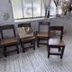 Set of 4 Savoyard pine folk art chairs from the 1950s.