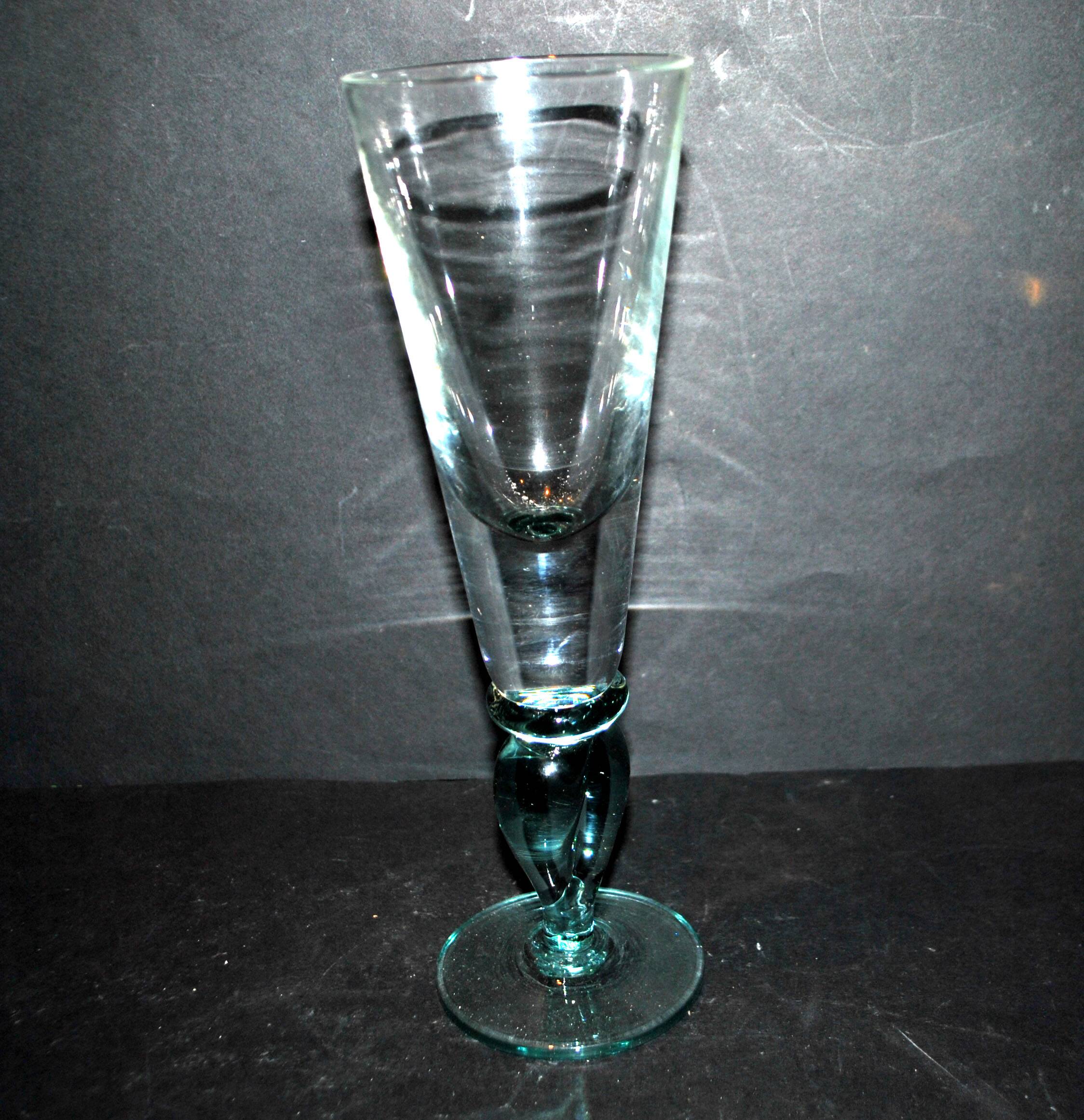 Vintage absinthe glass in blue blown glass H25cm