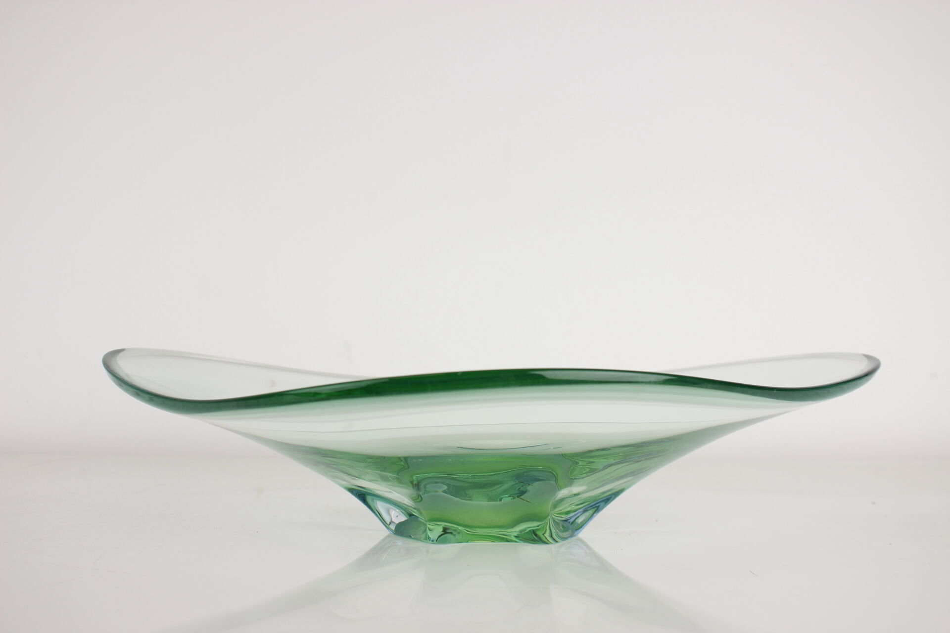 Mid-century art glass big bowl by zelezno borske sklo, 1960's