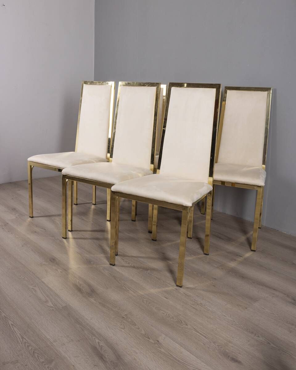 Set of 6 Vintage 1970s Chairs in Gold-Plated Brass, Designed by Renato Zevi