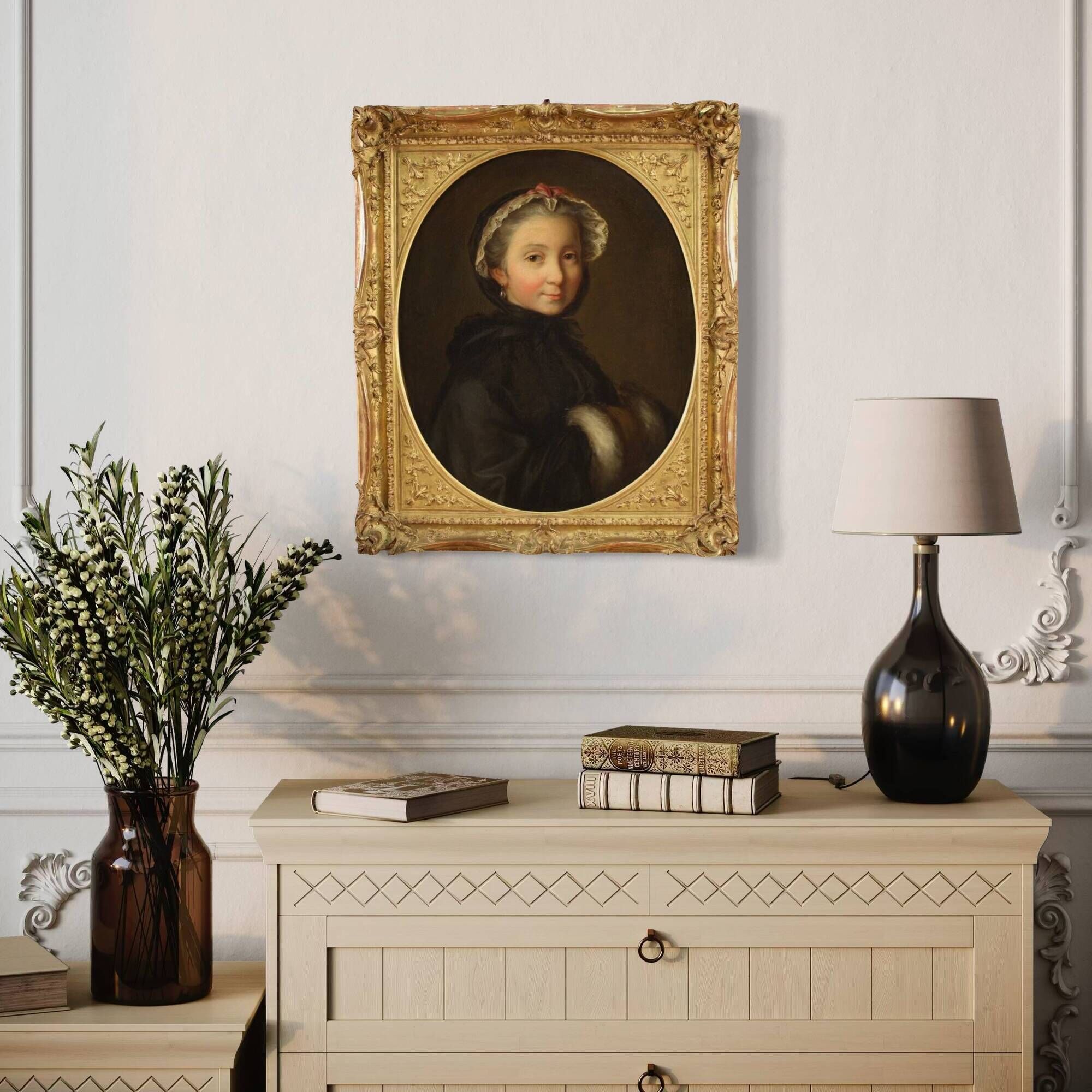 18th century Italian painting, portrait of a young lady