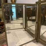 Miroir triptyque en bronze ciselé doré XX siècle