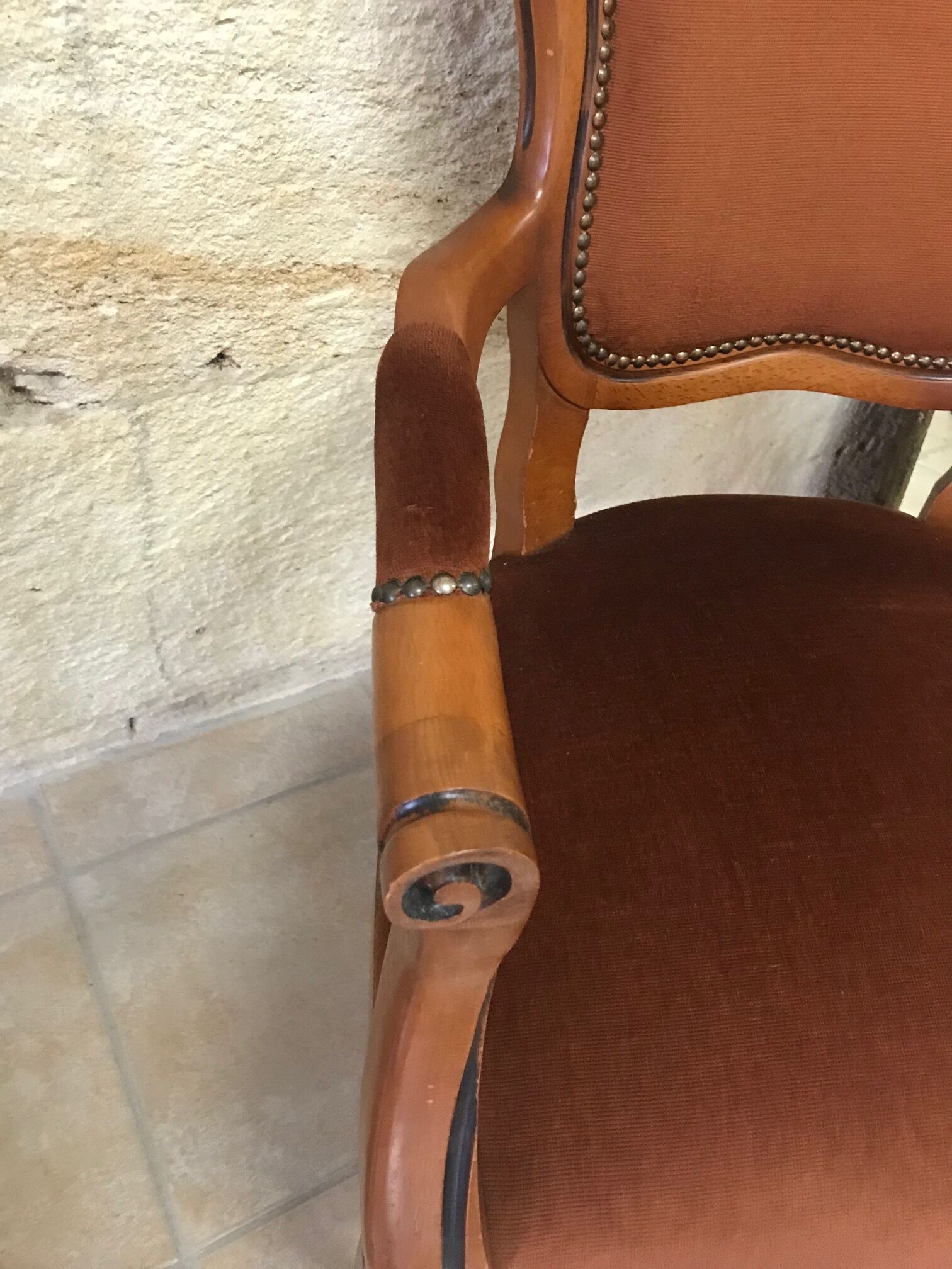 Voltaire armchair seated brown