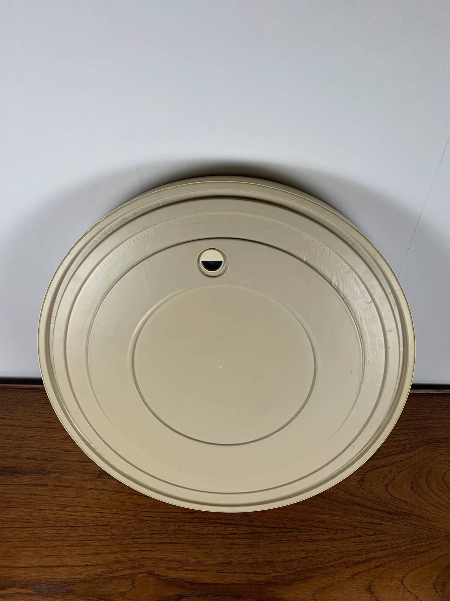Miroir rond vintage en plastique , 1980, couleur crème