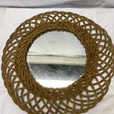 Artisanal vintage wicker mirror