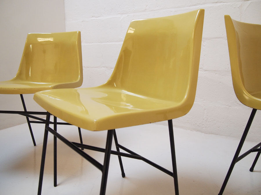 Set of six 1960's Moulded fibreglass dining chairs by Miroslav Navratil