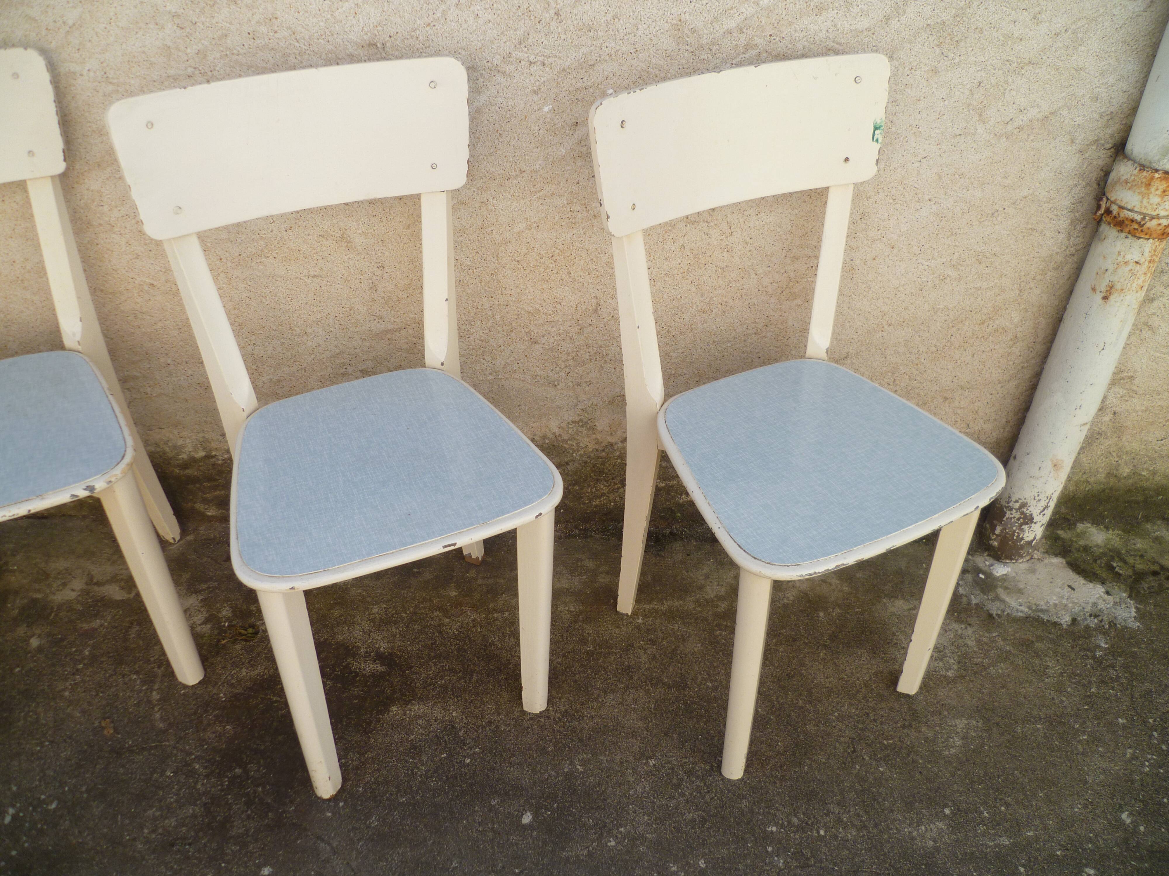 Set of 6 chairs sitting painted bentwood 1950s formica
