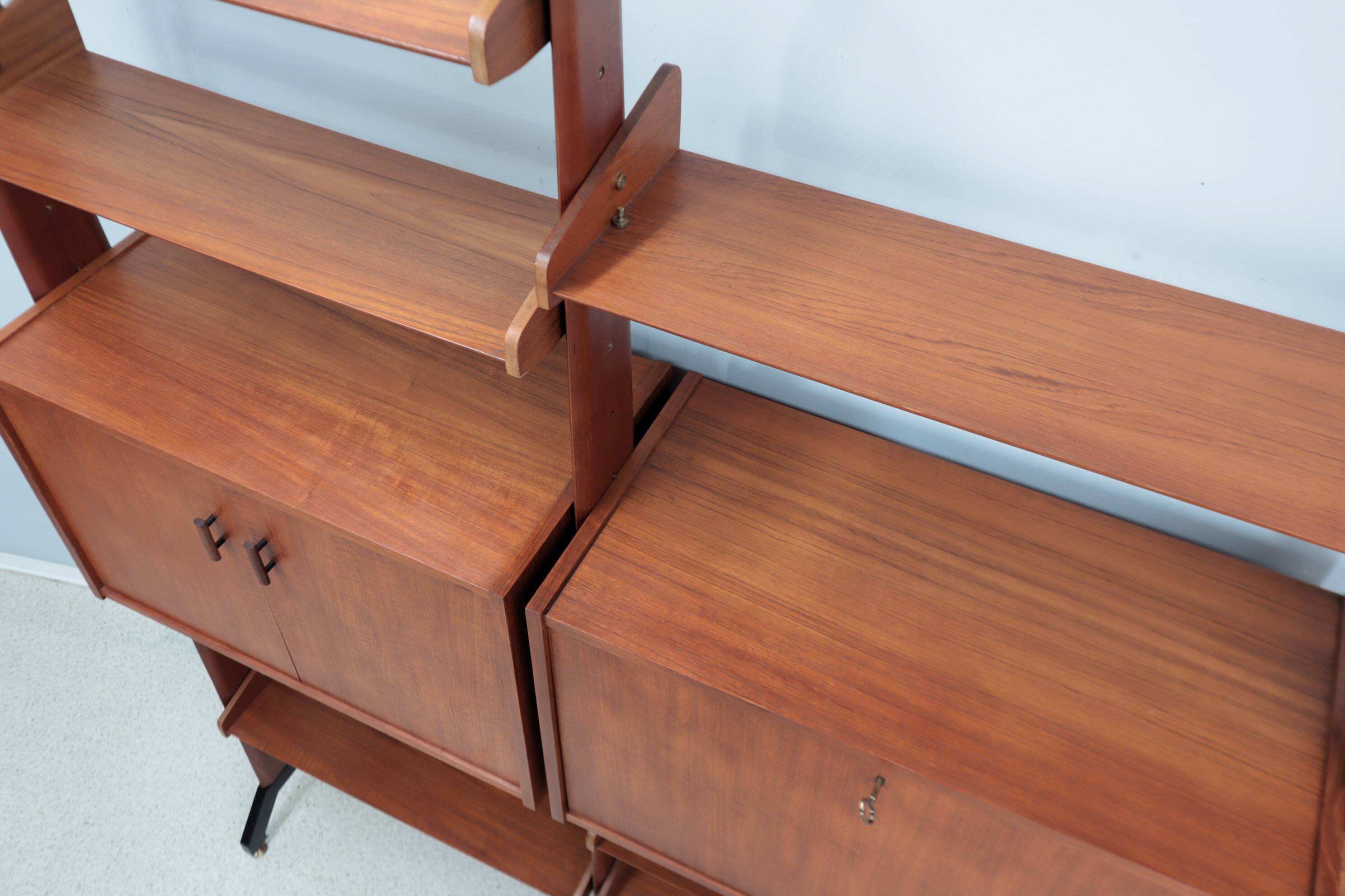 Mid century modular teak bookcase AV Arredamenti 1960s