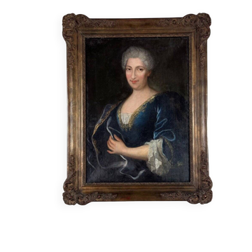 Portrait d’une dame de qualité, huile sur toile, XVIIIème siècle
