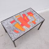 Coffee table by robert and jean cloutier in enameled lava stone, 1960